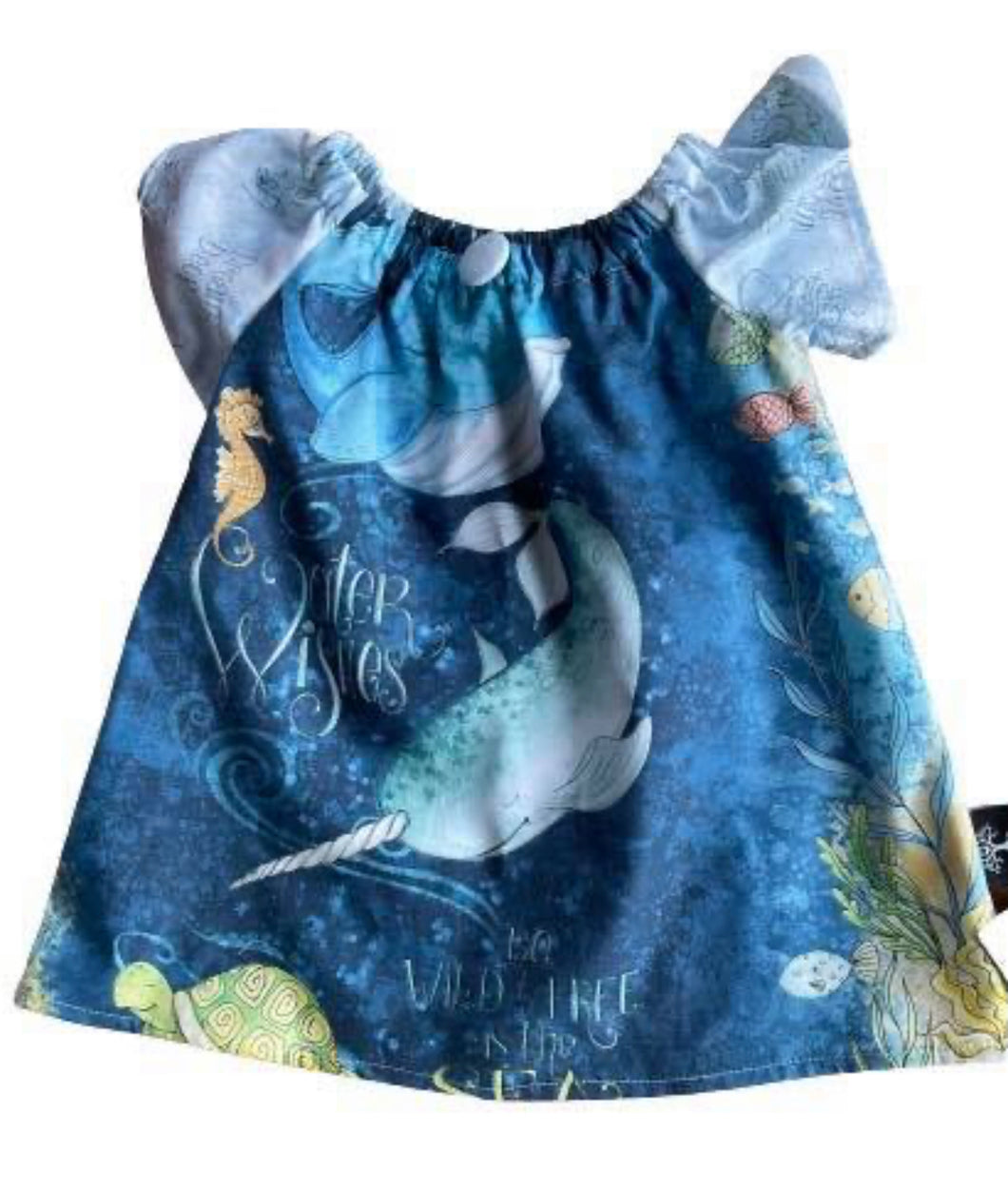 Narwhal & Whale Peasant Dress - pre order only